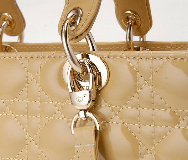 replica jumbo lady dior patent leather bag 6322 apricot with gold
